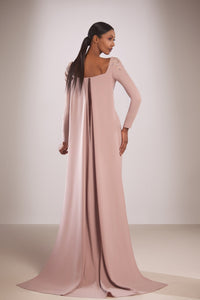 Her Trove-Long sleeves crepe gown