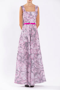 Magenta Linen Printed Dress Multicolor / FR 34