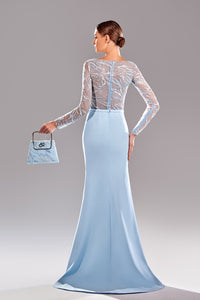 Her Trove-High slit crepe dress with beads