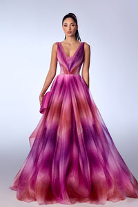 Her Trove-Sleeveless patterned organza dress