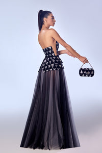 Her Trove-Strapless sequined tulle dress