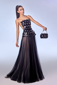 Her Trove-Strapless sequined tulle dress