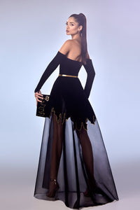 Her Trove-Plunging neckline velted velvet dress