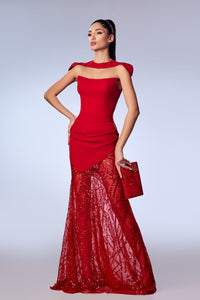 Her Trove-Sleeveless crepe dress with beadings