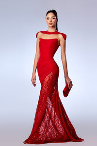 Her Trove-Sleeveless crepe dress with beadings