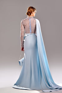 Her Trove-One sleeve crepe dress with embroidery