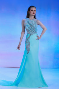 Her Trove-Mermaid gown featuring beaded bodice and train