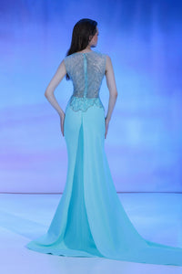 Her Trove-Mermaid gown featuring beaded bodice and train