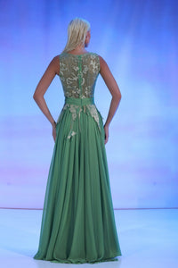 pleated dresses and embroidery EMBROIDERED PLEATED DRESS ZW COLLECTION - Pistachio