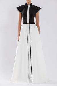 Her Trove - Structured sleeves neoprene belted gown