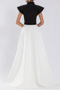 Her Trove - Structured sleeves neoprene belted gown