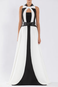 Her Trove - Sleeveless gown paired with bow belt