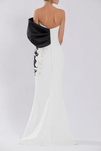Her Trove - Off shouder crepe dress with embroidery