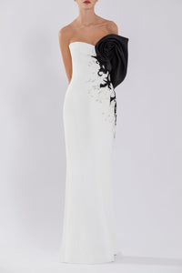 Her Trove - Off shouder crepe dress with embroidery