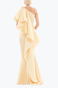 HerTrove-Ruffled Crepe Dress