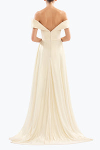 HerTrove-Gold Lame Off Shoulder Dress