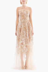 HerTrove-Strapless Embroidered Gown