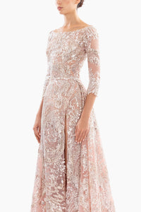 HerTrove-Embroidered Dress With Overskirt