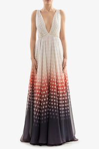 HerTrove-Deep V neckline dotted dress with cut-outs