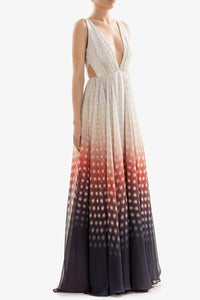 HerTrove-Deep V neckline dotted dress with cut-outs