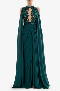 HerTrove-Beaded dress with cape


