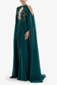 HerTrove-Beaded dress with cape


