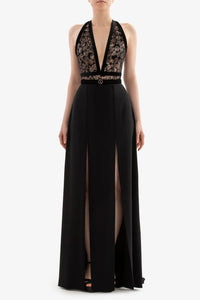 HerTrove-Lave bodice crepe dress
