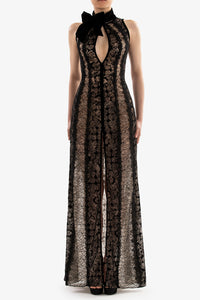 HerTrove-Sleeveless lace dress with band bow