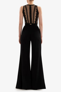 HerTrove-Lace bodice crepe jumpsuit