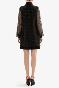 HerTrove-Beaded short dress with pleated skirt