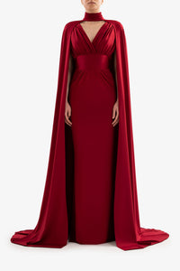 HerTrove-Jersey dress with a flowing cape