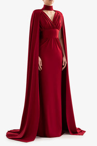 HerTrove-Jersey dress with a flowing cape