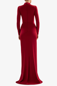 HerTrove-Pleated neckline Jersey dress