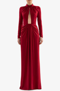 HerTrove-Pleated neckline Jersey dress