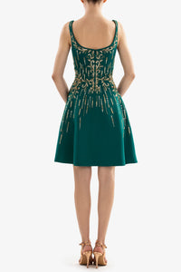 HerTrove-V neckline short dress with gold embellishments






