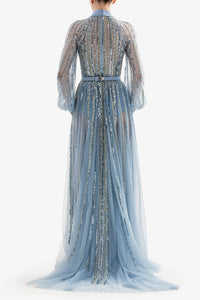 HerTrove-Long sleeves embroidered tulle dress