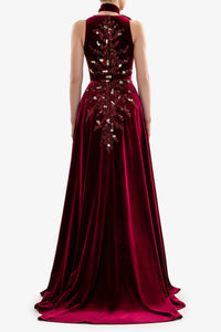 HerTrove-Embroidered velvet dress






