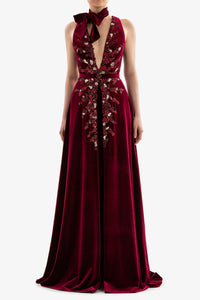 HerTrove-Embroidered velvet dress






