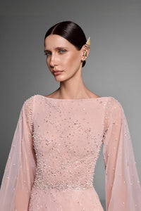 HerTrove-Tulle dress with puffy sleeves and open back