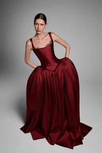 HerTrove-Mikado gown with lace bust detailing