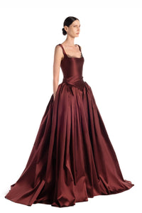 HerTrove-Mikado gown with lace bust detailing