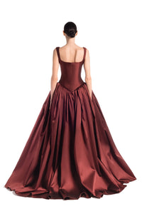 HerTrove-Mikado gown with lace bust detailing