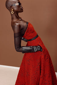 HerTrove-Wool midi with floral embroidery accents
