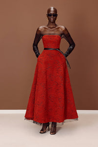 HerTrove-Wool midi with floral embroidery accents