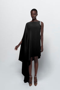 Black Cape Sleeve Short Dress