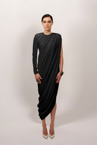 Black Asymmetrical One Sleeve Dress