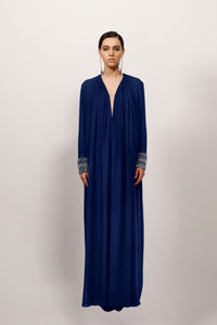 Blue Beaded Cuffs Georgette Dress