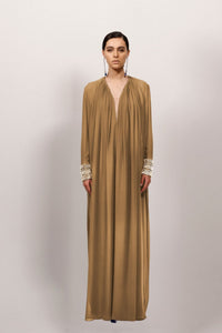 beaded georgette dress Beaded Georgette Dress with Bands & Slit by Georges Hobeika Elilhaam