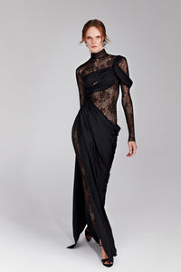 HerTrove-Lace jumpsuit wrapped in jersey