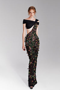 HerTrove-Floral embroidered tulle dress